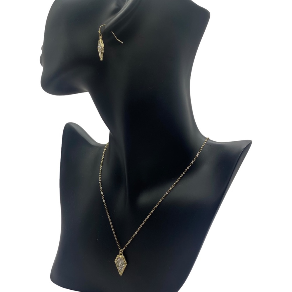 Goldtone Diamond Pave Necklace and Earring Set